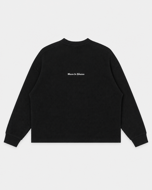 Move in Silence Waffle Long Sleeve, back on light grey